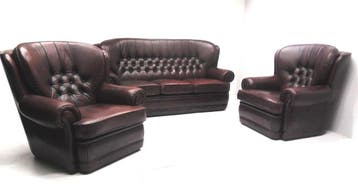Chesterfield bankstel NEW CASTLE 3+1+1 zits rundleder antiek, Verzenden, 150 tot 200 cm, Chesterfield, Nieuw