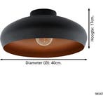 EGLO Mogano Plafondlamp - E27 - Ø 40 cm - Zwart/Koper, Verzenden, Nieuw