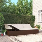 vidaXL Ligbed met kussens converteerbaar poly rattan bruin, Tuin en Terras, Verzenden, Nieuw