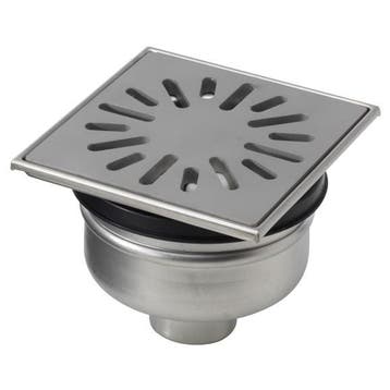 Vloerput | 150 x 150 mm | RVS 304 | verticale aansluiting..., Verzenden, Nieuw in verpakking