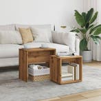 vidaXL 2-delige Tafeltjesset bewerkt hout artisanaal, Huis en Inrichting, Tafels | Salontafels, Verzenden, Nieuw, Overige houtsoorten
