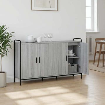 vidaXL Dressoir Grijs Sonoma 97 x 33 x 81 cm Bewerkt hout, Verzenden, Nieuw, Overige houtsoorten, Minder dan 50 cm