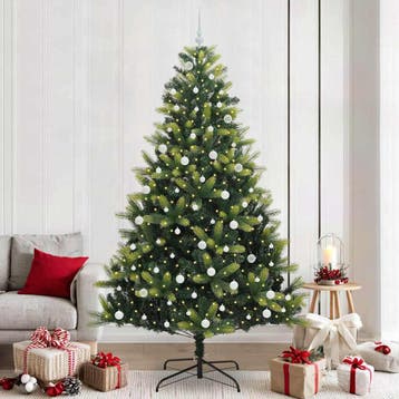 vidaXL Kunstkerstboom met scharnier 300 LEDs Groen 240 cm, Verzenden, Nieuw