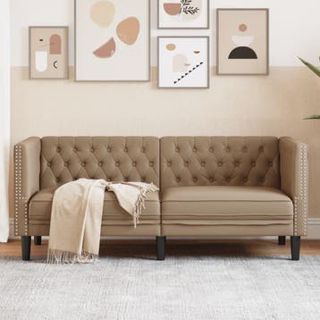 vidaXL Tweezitsbank Chesterfield-stijl kunstleer, Verzenden, Leer, Minder dan 150 cm, Nieuw