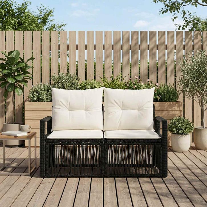 vidaXL Tuinbank 2-Aantal zitplaatsen Zwart poly rattan, Tuin en Terras, Tuinsets en Loungesets, Nieuw, Rotan, Verzenden