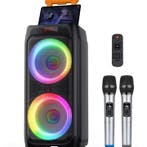 Karaoke Set 2 Microfoons Bluetooth Party Speaker Disco Licht, Verzenden, Nieuw