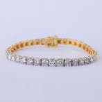 Tennis armband - 14 karaat Geel goud - 4.54ct. tw. Diamant, Sieraden, Tassen en Uiterlijk, Antieke sieraden