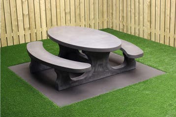 Rockwood® Betonnen Picknickset Antraciet-Beton Ovaal 2.10m, Ophalen of Verzenden, Nieuw, Rechthoekig, Hout