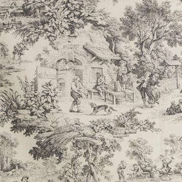 AA019 - Exclusieve Toile de Jouy Grijs - Meubelstof - 300 cm