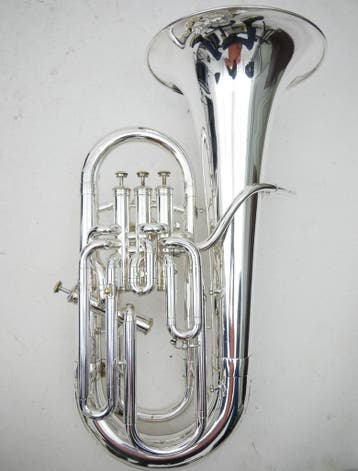 Euphonium Courtois AC167-2 verzilverd, 4 ventielen/compensat, Muziek en Instrumenten, Ophalen of Verzenden, Gebruikt, Euphonium of Tenortuba
