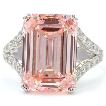 Ring - 18 karaat Witgoud - 11.02ct. tw. Roze Diamant (Fancy, Nieuw