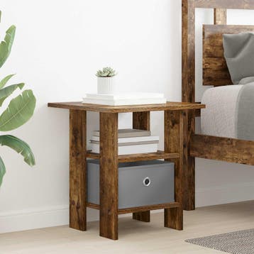 vidaXL Nachtkastje met lade Gerookt eiken 41 x 40 x 45 cm, Huis en Inrichting, Slaapkamer | Nachtkastjes, Minder dan 45 cm, Verzenden
