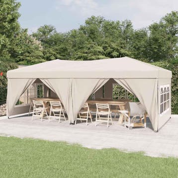 vidaXL Partytent inklapbaar met zijwanden 3x6 m crèmekleurig, Verzenden, Nieuw, Partytent