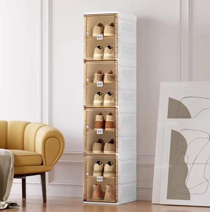 Opvouwbare stapelbare schoenenkast met deuren 164×34×27 cm, Huis en Inrichting, Kasten | Schoenenkasten, Nieuw, Verzenden