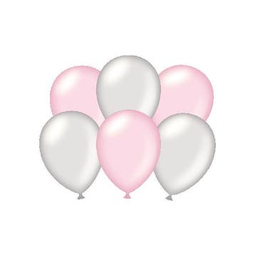 Ballonnen 6 stuks metallic zilver /roze, Verzenden, Nieuw, Versiering, Geboorte of Huwelijk