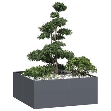 vidaXL Plantenbak 100x100x40 cm staal antracietkleurig, Tuin en Terras, 100 cm of meer, Verzenden, Nieuw, Metaal