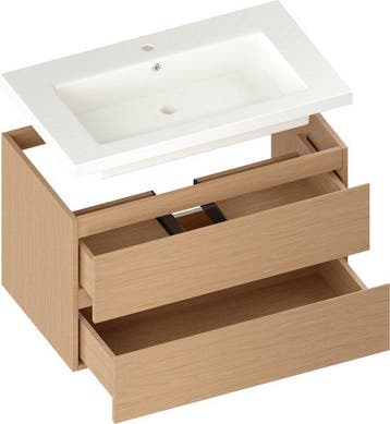 2dekans | Mirlux Badkamermeubel Licht Eiken 80 cm - Wastafel, Ophalen of Verzenden, Zo goed als nieuw