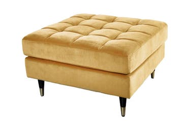 Design kruk COSY VELVET 80cm mosterdgeel goud fluwelen, Huis en Inrichting, Banken | Voetenbanken en Poefen, Ophalen of Verzenden