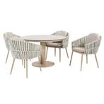 Sarah Eva dining tuinset 120xH75 cm rond keramiek latte, Tuin en Terras, Ophalen of Verzenden, Nieuw