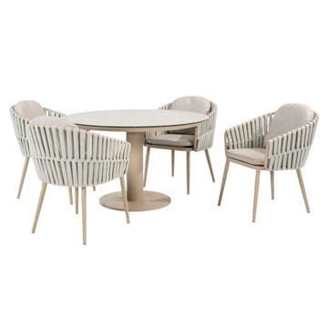 Sarah Eva dining tuinset 120xH75 cm rond keramiek latte, Ophalen of Verzenden, Nieuw