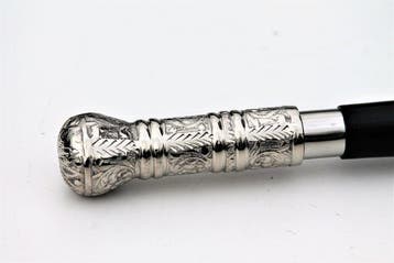 Wandelstok - champignon zilver - metaal hout