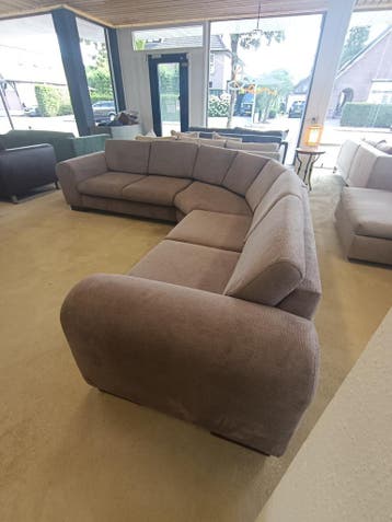 Ronde Hoekbank Taupe – 285 x 285 cm – Direct Leverbaar, Ophalen of Verzenden, Zo goed als nieuw, Stof