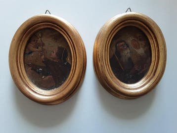 Italiaanse school (XVII) - Coppia Immagini Sacre