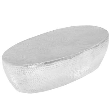 vidaXL salontafel 100x50x28 cm gehamerd aluminium zilver, 100 tot 150 cm, Verzenden, Nieuw, 50 tot 100 cm