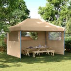 vidaXL Partytent inklapbaar pop-up met 3 zijwanden beige, Tuin en Terras, Partytenten, Verzenden, Nieuw, Partytent