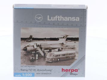 Schaal 1:500 Herpa 512855 Boeing 727-30 Braunschweig Lu..., Ophalen of Verzenden, Zo goed als nieuw