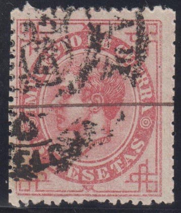 Spanje 1876 - Alfonso XII. 5 pesetas, roze. - Edifil 187, Gestempeld