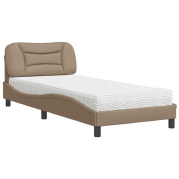 vidaXL Bed met matras Hvar kunstleer cappuccinokleurig, Overige materialen, Eenpersoons, Bruin, Verzenden