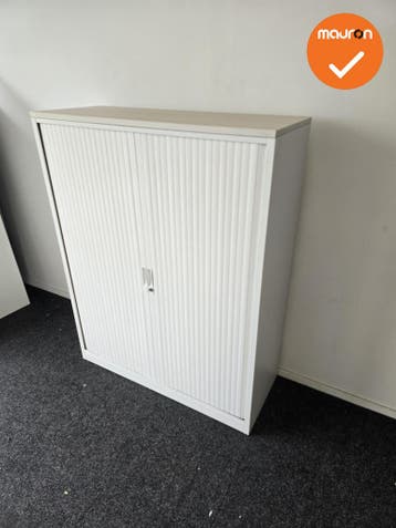 TDS Roldeurkast - 153x120x45cm - Wit met witte kunststof deu, Werkplek, Ophalen of Verzenden, Gebruikt, Kast