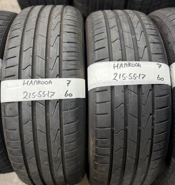 2x 215-55-17 Hankook Zomer 2x 7mm €60 Per Band 215 55 17, Ophalen, 17 inch, Band(en), Personenwagen