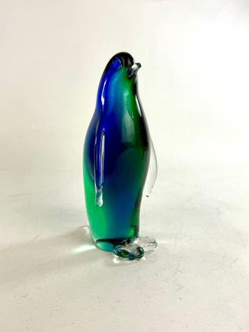 sculptuur, Pinguino Verde Blu - 14 cm - Muranoglas - 2026