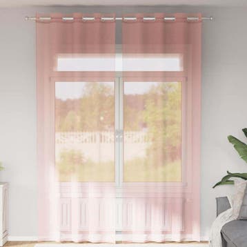 vidaXL Gordijnen voile met doorvoertules 2 st 140x300 cm, Verzenden, Nieuw, Roze