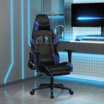 vidaXL Gamestoel met voetensteun kunstleer zwart en blauw, Verzenden, Nieuw, Blauw