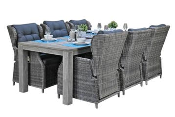 Cancun-Barcelona Verstelbare Tuinset 6 Personen - Acacia / K, Tuin en Terras, Tuinsets en Loungesets, Verzenden, Nieuw