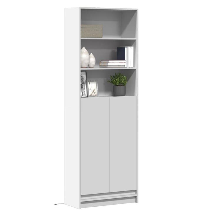 vidaXL buffetkast met LED 69x32,5x200 cm bewerkt hout wit, Huis en Inrichting, Kasten | Buffetkasten, 50 tot 75 cm, Nieuw, Overige houtsoorten