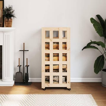 vidaXL Houtblokhouder met wielen 40x49x110 cm massief, Huis en Inrichting, Verzenden, Nieuw