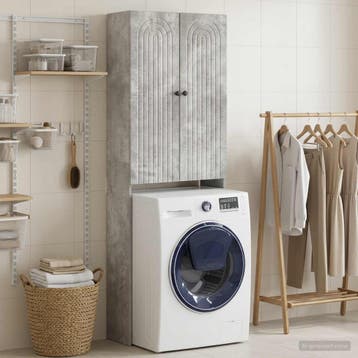vidaXL Toiletkast ALKMAAR Betongrijs 66 x 25,5 x 190 cm, Verzenden, Nieuw