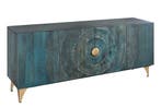 Handgemaakt dressoir GOLDEN SUNSET 180cm turquoise goud, Ophalen of Verzenden, Nieuw
