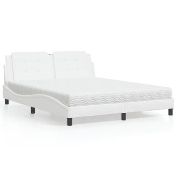 vidaXL Bed met matras Zadar kunstleer wit 160x200 cm, Huis en Inrichting, Slaapkamer | Bedden, Overige materialen, Verzenden, Wit