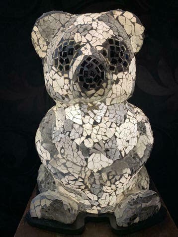 Beer glas mozaïek lamp NIEUW! Handvervaardigd teddybeer € 59, Ophalen of Verzenden, Nieuw, Glas, Minder dan 50 cm