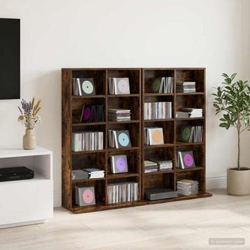 vidaXL CD Kast 2 st Gerookt eiken 65 x 23,5 x 97,5 cm, Verzenden, Nieuw