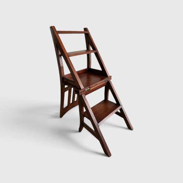 Trapje - Hout - Bibliotheektrap / stoel, Antiek en Kunst