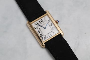 Cartier Tank Solo Large 2742 Goud 2008, Overige merken, Leer, Polshorloge, Ophalen of Verzenden
