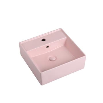 Wastafel Isabella 40x40x15cm mat roze met 1 kraangat en, Verzenden, Nieuw