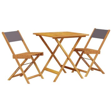 vidaXL 3-delige Bistroset stof en massief hout, Tuin en Terras, Tuinsets en Loungesets, Verzenden, Nieuw, Hardhout