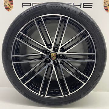 Porsche Macan ORIGINELE 21inch Turbo IV zwart/alu met banden, Ophalen, Gebruikt, 295 mm, Banden en Velgen